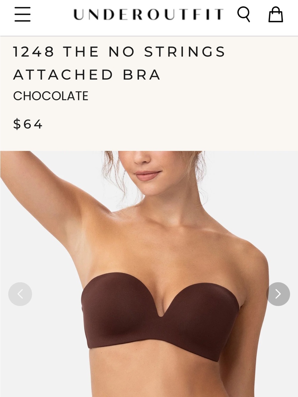 The No Strings Attached Strapless Bandeau — Chocolate